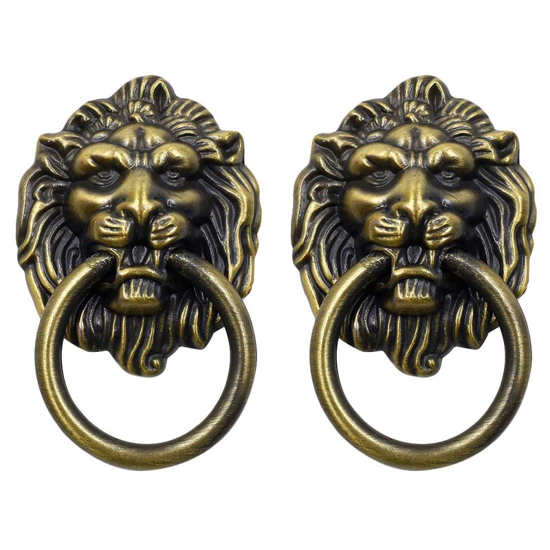 Luomorgo 12 Pack Cabinet Knobs Pulls Lion Head Ring Pulls Handle for Drawer Dresser Wardrobe Kitchen Cupboard, L 2.6" x W 1.6" - Image 4